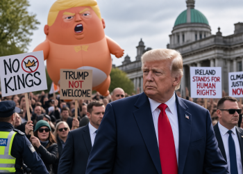 D Trumpo viesnage Airijoje sukele protestu banga gatvese minios ir nepadorus balionai