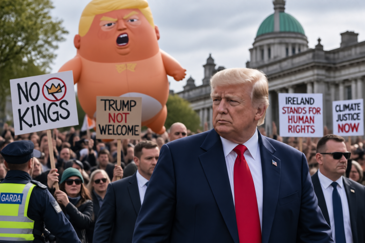 D Trumpo viesnage Airijoje sukele protestu banga gatvese minios ir nepadorus balionai